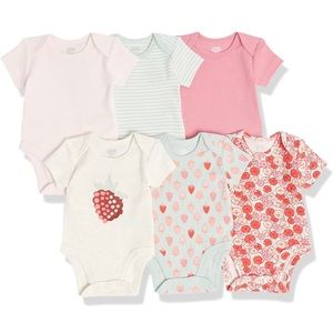 Amazon Essentials Pack of 6 Baby👶🏼Girls'👧🏻Short-Sleeve Bodysuits Sz NB